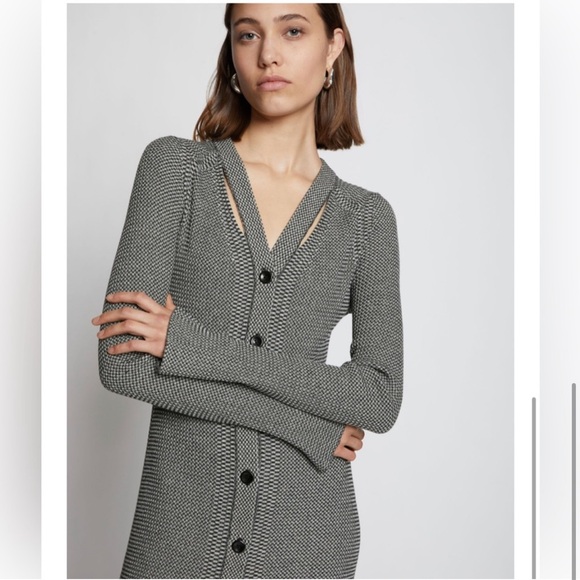 Proenza Schouler White Label Micro Stripe Rib Knit Dress S - Picture 2 of 8